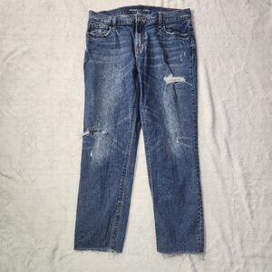 OLD NAVY Womens Mid-rise Boyfriend Raw Hem Distressed‎ Jean Size 6